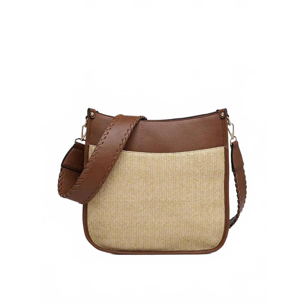 NEW JEN & CO. women's kate crossbody bag in straw brown